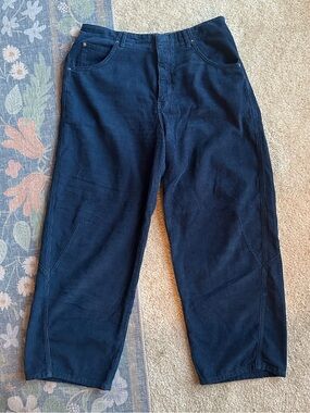 We The Free Barrel-Leg Navy Corduroy Pants